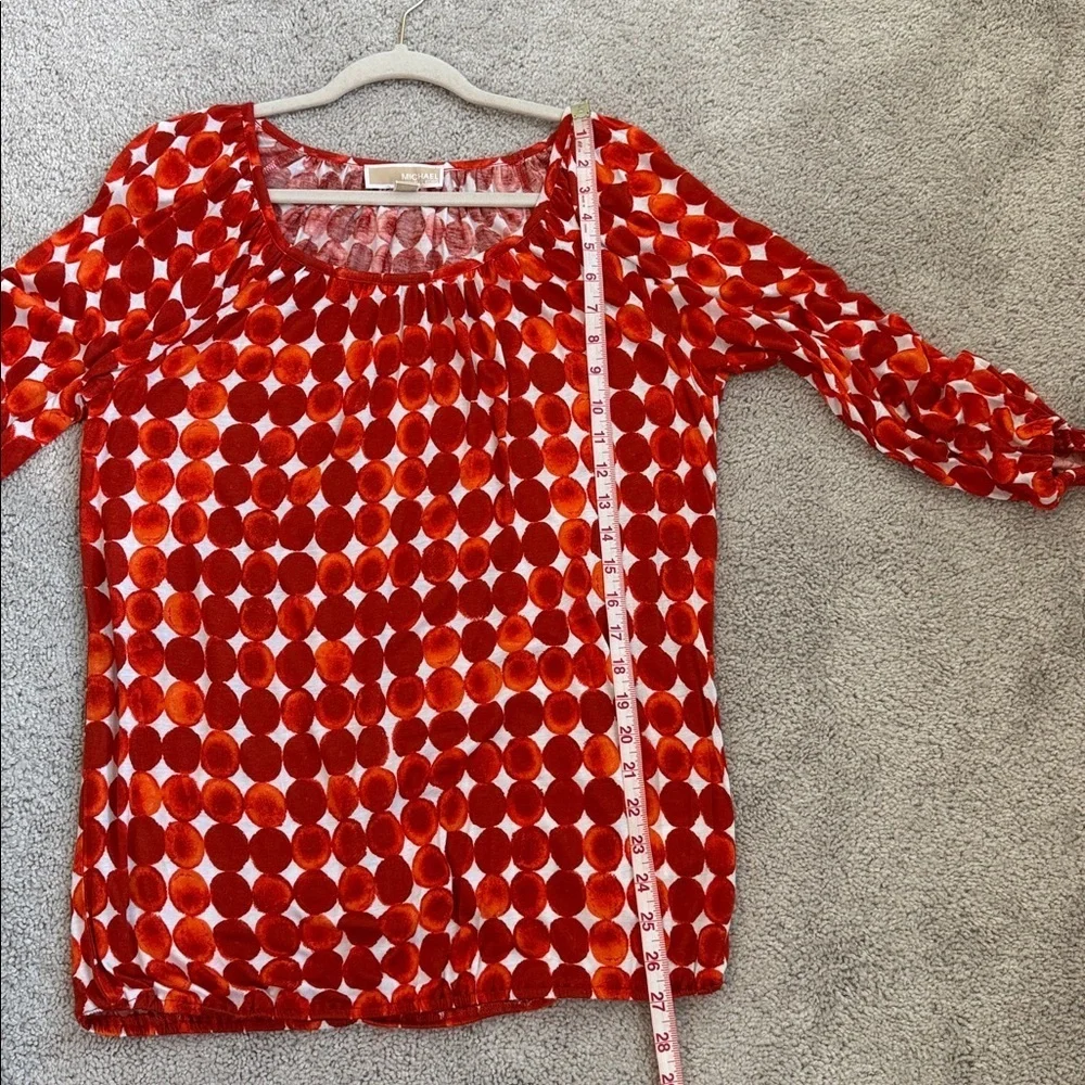 Michael Kors Red and White Patterned Top Size M